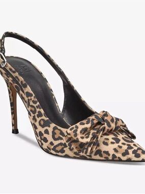 NWT AAJ by Aminah Leopard Print Gemma Bow Slingback Pointed-Toe Pump 6.5